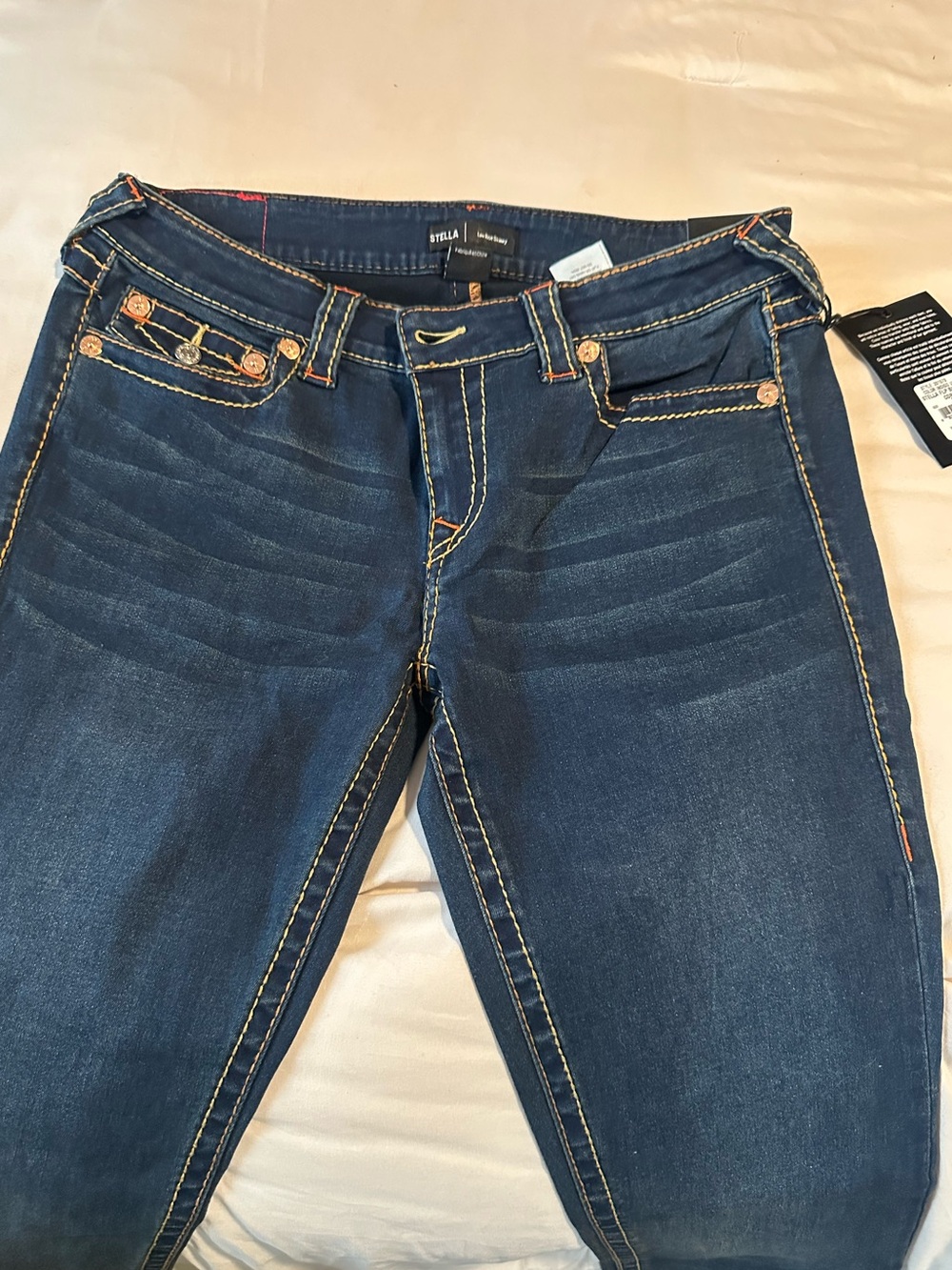 True Religion Stella Low-Rise Skinny Jeans with Contrast Stitching